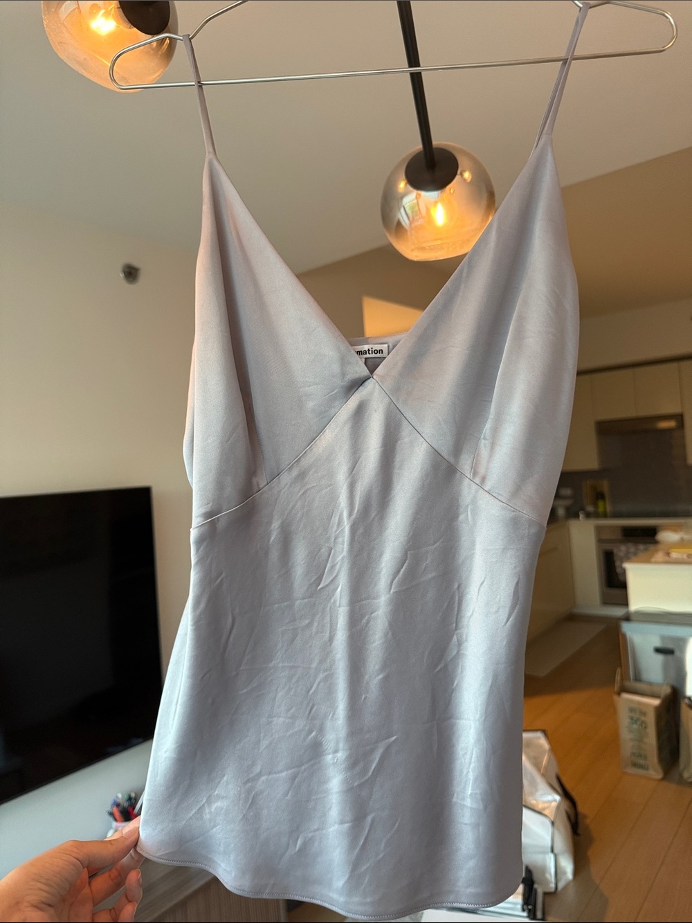 Reformation Lilac Satin V-Neck Cami